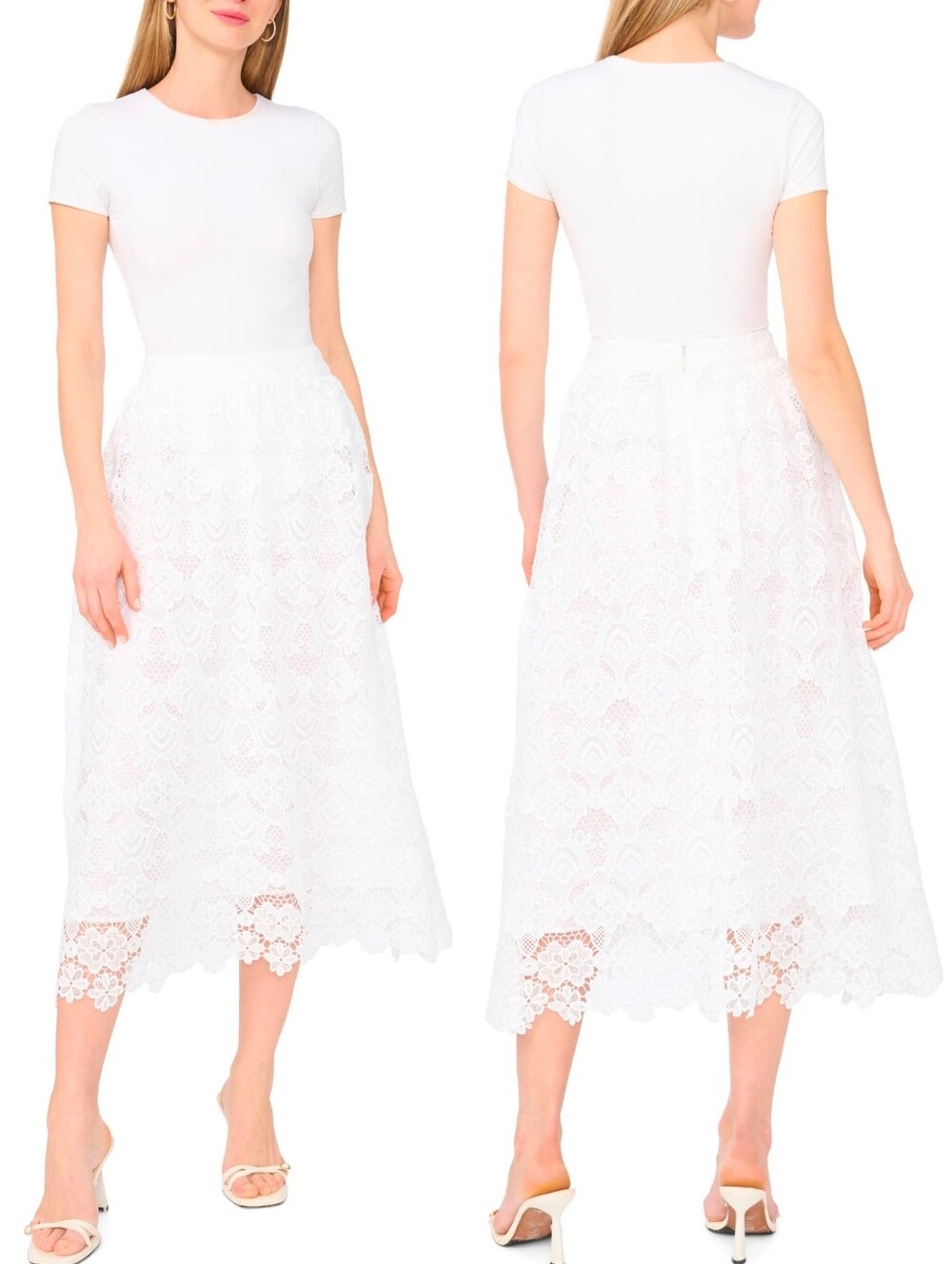 NWT TED BAKER White Lace Romantic Classic Elegant Minimalist Preppy Midi Skirt